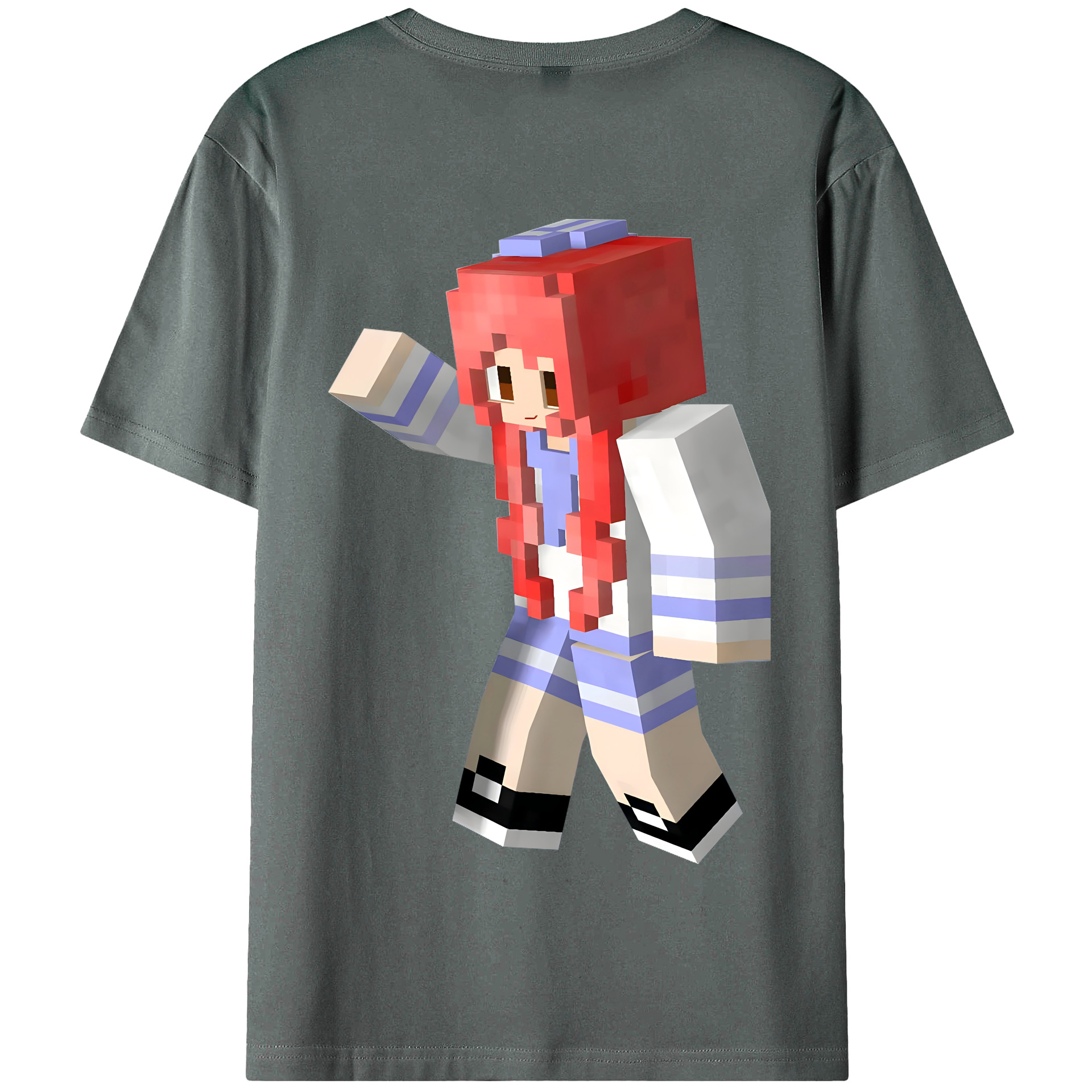 （画像用） マインクラフト ブロックの世界 Minecraft MC Block world 綿100％半袖Tシャツ（背面プリント）